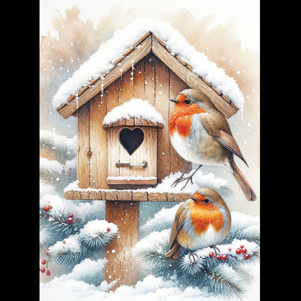 Robins on a Bird Box