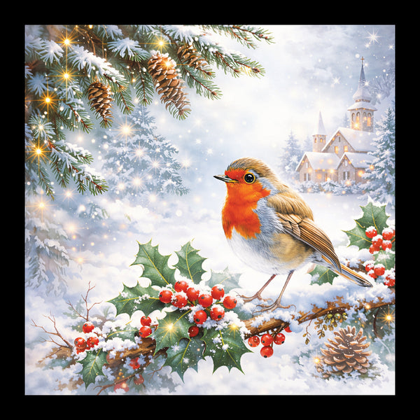 Robin on a Holly Branch<p style="color_gold">LUXURY RANGE